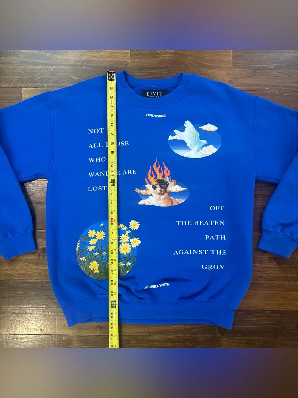 Civil Regime Crewneck Sweatshirt Medium Blue Off The Beaten Path Graphic Pullove